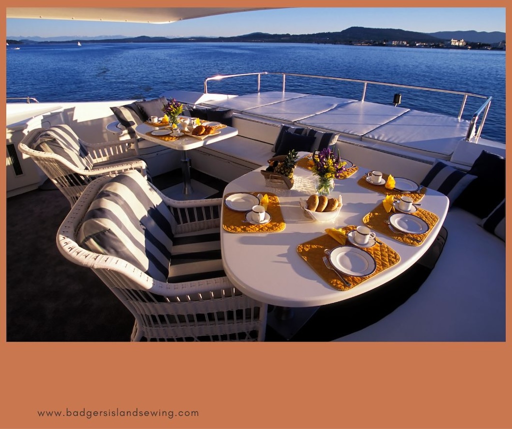 Custom yacht cushions on deck seating